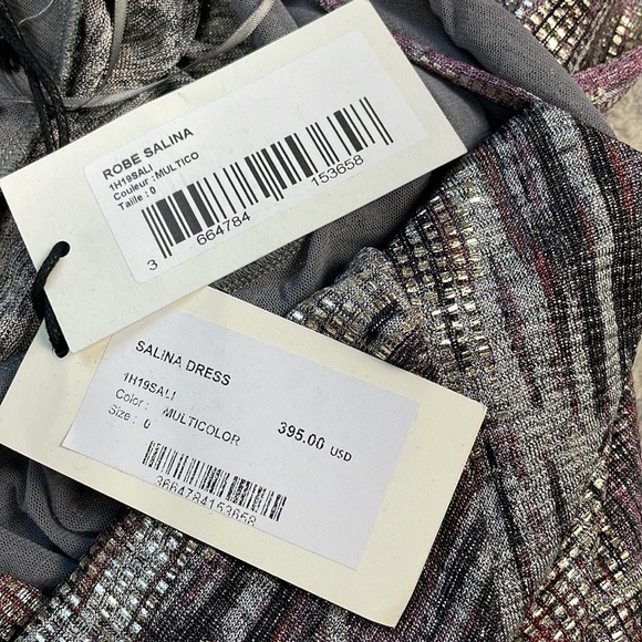 NWT BA&SH Salina Lady Metallic Silver Gray Open Back Party Dress Sz XS - Picture 12 of 15